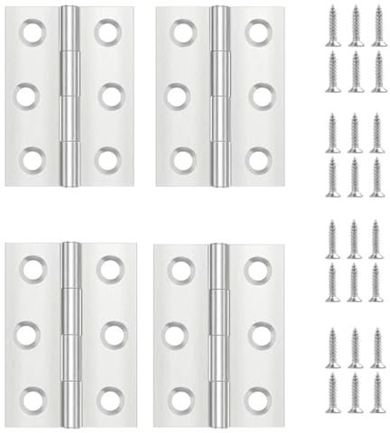 4 Pièces Charniere Porte,Charniere Inox,Charnière Invisible,Charnière plate,Porte Placard/Petites Portes/Tiroirs/Fenêtres/Pianos/Coffret à Bijoux Armoires de Quincaillerie de Meubles de Maison