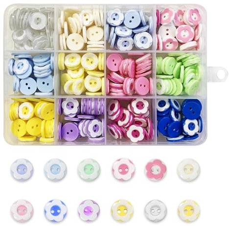 360 Stück Harz Rund Knöpfe zum Basteln Knöpfe 12.5mm Bunte Knöpfe 12 Farben Knöpfe Kinder mit Aufbewahrungsbox Groß Knöpfe für DIY Basteln Nähen Scrapbooking und Dekorieren