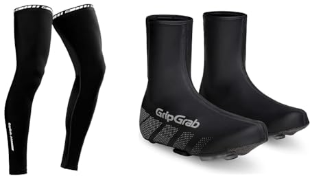 GripGrab Leg Warmers Light Fahrrad Übergangs & Ride wasserdichte Winddichte Rennrad Regenüberschuhe Radsport Regenschutz Schuhüberzieher mit Klettverschluss