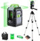 WORKPRO Nivel Laser, Nivel Láser con Trípode 360°, 30M Línea Vertical/Horizontal/Cruzado, Laser Verde con 3 Modos, Profesional con Soporte, Trípode Ajustable y Bolso