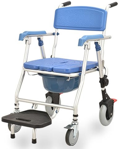 Sedia a Rotelle da Bagno con Rotelle per Disabili E Anziani, Sedia da Toilette Pieghevole Multifunzionale con Braccioli E Ruote Sgabello da Bagno Portatile per Doccia, capacità di Carico 150 kg