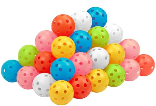 THIODOON Träningsbollar för golfträning med begränsad flygbana, 40 mm, ihålig plast, färgade luftflödesgolfbollar för svängövningar, drivingräckvidd, inomhus, 48-pack (blandade färger, 48 stycken)