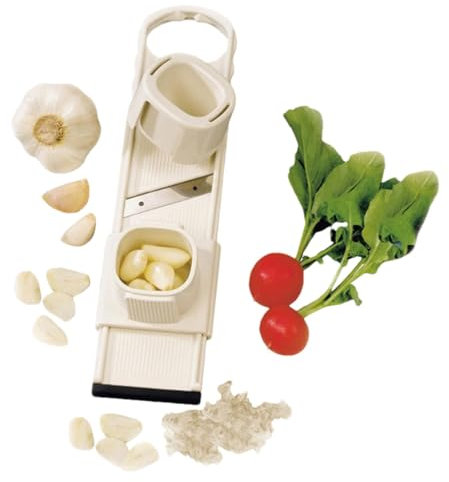 Sghtil Picadora de ajo, exprimidor de ajo y rebanadora, Herramienta de preparación de ajo de acero inoxidable, rebanada ultra fina de alimenticio, Herramienta de ajo desmontable, Gadgets de