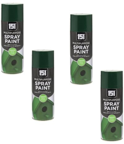 DIOXSTAR Green Spray Paint, Gloss Finish, Multi-Purpose Spray Paint, Non-Cracking, Fast Drying Paint, Suitable for Indoor or Outdoor Use, DIY Projects, 400ml (4 PCS)