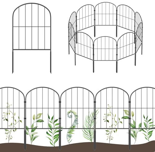 Dekorative Gartenzaun,10 Stück Tier Barriere Zaun,Gewölbte Zaun,60cm (H) X 3,3m (L) Metallzaun für Hunde, Kaninchen,Landschaftsbau,Terrasse,Hof,Garten