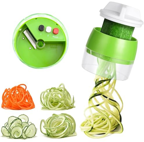 Spiralizzatore di Verdure,Taglia Verdure a Spaghetti,Tagliaverdure 4 In 1,Spaghetti di Zucchine Attrezzo,Affettatrice a Spirale Manuale per Zucchina Cetrioli Carote