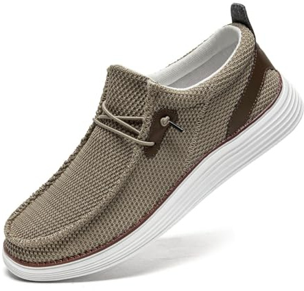 XKOWUO Men's Loafers Shoes Slip On Boat Shoes Walking Sneakers Lightweight Casual Fashion Gym Driving Breathable Wide Shoes Brown Size US 11