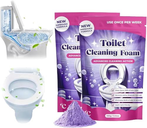 FizzClean - Espuma limpiadora de inodoro Fizz Clean, espuma Insta-Action FizzClean para inodoro limpio y brillante sin esfuerzo, elimina las manchas en 20 minutos, limpieza sin fregar (2)