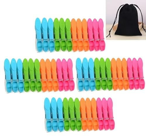 72 PCS Clothes Line Clips for Hangers Windproof,Clothespin Clothes Clips Clothes Drying Strong Laundry Pegs for Indoor Outdoor,Pegs for Washing Line with Storage Bag Washing Line Pegs