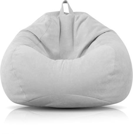 Puf para niños y adultos, 100 x 120 cm, puf grande para videojuegos, tamaño XL, solo funda, sin relleno, para interiores y exteriores, sala de estar (gris claro)