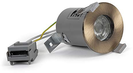 Antique Brass GU10 LED Downlights for Ceiling — IP65 Fire Rated Bathroom Lights for Ceiling | Lieber Recessed Ceiling Spotlights for Kitchen, Bedroom, Office | Single Light, Vintage Renovation