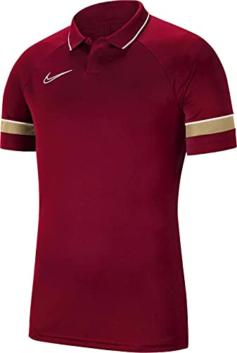Nike, Academy 21, Polo Hemd, Team Rot/Weiß/Jersey Gold/Weiß, L, Unisex-Kind
