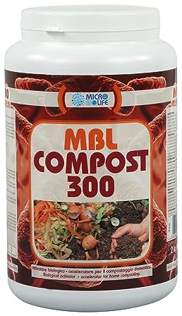 MBL Compost 300 - kg. 2 Attivatore Biologico – acceleratore per Il compostaggio Domestico, Contiene Un misurino per Il Corretto dosaggio (300 Milioni di microrganismi per grammo)