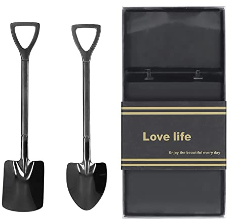 Hapivida Shovel Spoons, Premium Stainless Steel Glossy Dessert Spoons for Ice Cream, Coffee and Tea, 2Pcs Set, Durable Kitchen Tableware for Family Parties and Dessert Shops