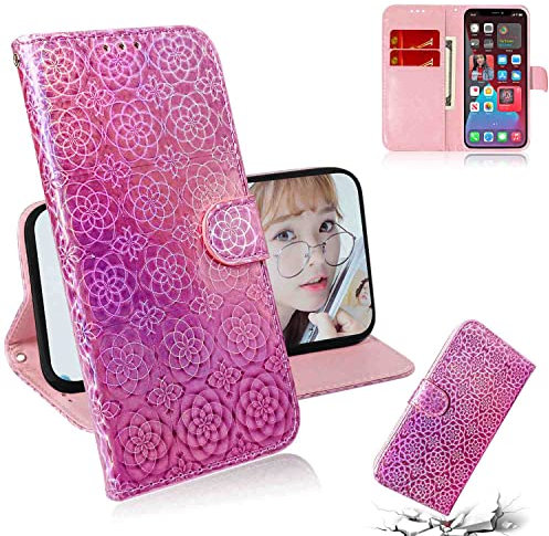 SHOYAO Étui portefeuille pour Apple iPod Touch 5 en cuir synthétique de qualité supérieure avec support de visionnage horizontal, cordon, voyage, rose