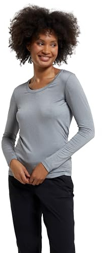 Mountain Warehouse Keep The Heat Isotherm Womens Round Neck Top - Lightweight Ladies Baselayer, Breathable Underlayer - Best for Skiing, Snowboarding Light Grey (Keep the Heat) Women's Size 18