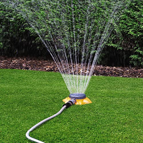 Flower Style Water Sprinkler – Garden Hose Pipe Attachment Irrigation Tool with 8 Spray Patterns for Lawn & Plant Watering or Kids Outdoor Summer Play - 3.2m Spray Radius, Measures 5.5 x 19 x 19cm