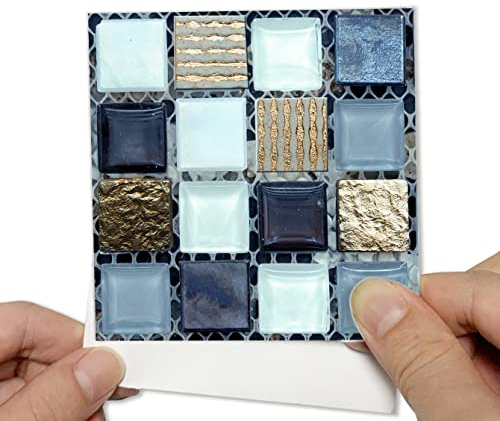 Alwayspon 25Pcs Self-Adhesive Mosaic Tile Transfer for Home Decor, Peel and Stick Tile Decal, Water-Proof Backsplash Tile Sticker for Kitchen Bathroom,4x4inch/10x10cm(MJSHT6-32S)
