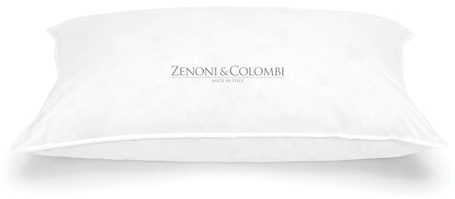 Zenoni & Colombi | Guanciale Cuscino da Letto in Piumino e Piuma d'oca con Fodera in 100% Cotone, Anallergico e Antiacaro | Made in Italy | Adamello