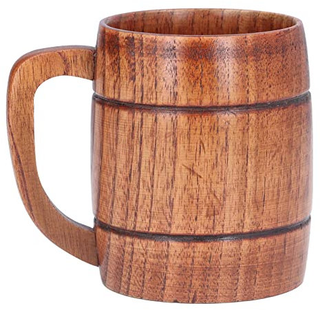 Wisecoco Tazza per Acqua da 300 Ml, Tazza da caffè, Tazza in Legno con Manico Tazza da caffè Antiscottatura Boccale da Birra per Acqua Innocua per Casa, Scuola, Ufficio