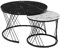 BTM Round Coffee Table, Modern Coffee Table Set of 2 Marble Pattern Top with Metal Frame, Small Side Table, End Table for Living Room, Bedroom, Home Office, Farmhouse, White and Black