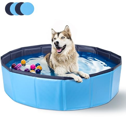 Nobleza Piscine pour Chien, Rigide Bassin, Baignoire Pliable pour Petit et Grande, Chat, 160 * 30cm, L, Bleu