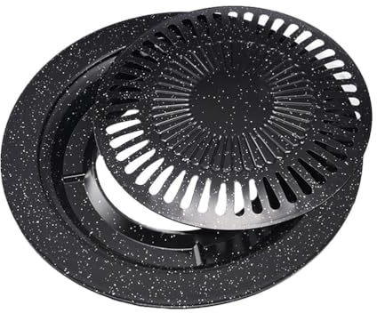 LABRIMP 12.4 Inch Round Enamel Nonstick Grill Pan Double Tiered Roasting Tray for Oven Baking Meats Vegetables and Bbq