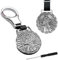 Fitbitop Porte-clés en cuir avec plaque de Saint Christophe - Porte-bonheur pour voiture et voyageur, saint patron - Pour voiture, moto, automobiliste, Argent vieilli., 3.4cm*3.4cm