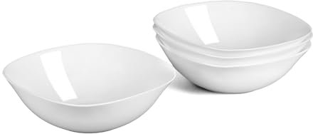 LaGlint 4 Bols à Céréales Blanc 740ml, Verre Opale Bols Carré Passe au micro-ondes et au lave-vaisselle, Pour pâtes, Petite Salade, Ragoûts, Riz, Ramen, Desserts, Soupes