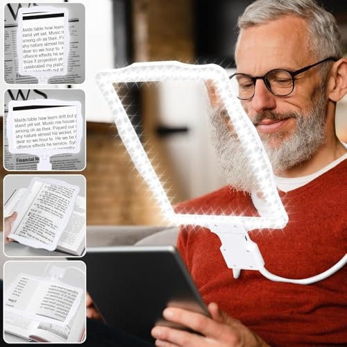 5X Größer Hands Free Lupe mit Licht,Leselupe mit Licht für Senioren Groß,50 LED Lesehilfe für Senioren,Wiederaufladbare Flexible Schwanenhals Lupenleuchte,für Lupenlampe zum Lesen,Nähen,Handwerk,Malen