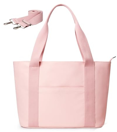 KALIDI Shopper Tasche Damen Groß Tote Bag Uni Tasche arbeitstasche damen mit Reißverschluss Rosa Handtasche FüR Arbeit, School, BüRo, Schule