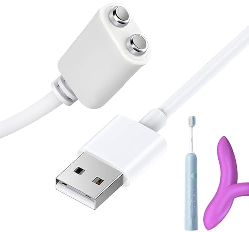 Greacesrio Cable de Carga Magnético USB DC de 2,6 Pies, Cable de Carga de Repuesto, Universal Cable de Carga Magnético para Masajeadores de Limpieza y Más, 2 Pines Espaciado de Pines 7mm