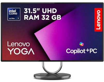 Lenovo Yoga All in One PC | 31.5 UHD Display | Intel Core Ultra 7 258V | 32GB RAM | 1TB SSD | NVIDIA GeForce RTX 4050 | Windows 11 Pro | QWERTZ | grau | inkl. Tastatur & Maus | 2 Jahre Premium Care