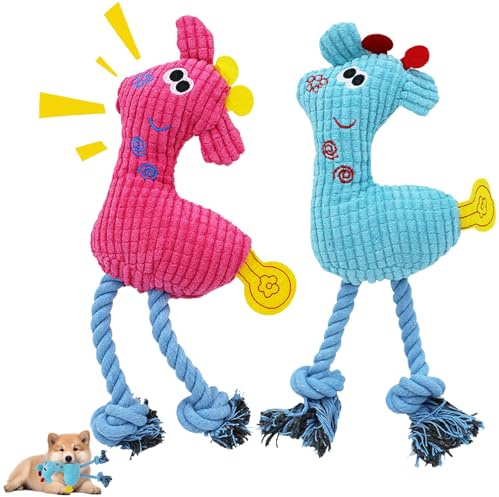 lomdung Peluche per Cani, Peluche Cervo Sika Giocattolo per Cani, Pupazzo per Cane Indistruttibile, Giocattoli Che Squittiscono, Adatto a Cane di Piccola, Media e Grande Taglia(Blu Rosa)