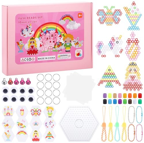 Zocipro 1200Pcs Cuentas para Planchar 10mm, Abalorios Fusibles de 16 Colores Set con caja de Almacenamiento, Placas de Perlas para Planchar, Set de Juego Creativo DIY para Niños a Partir de 3 Años