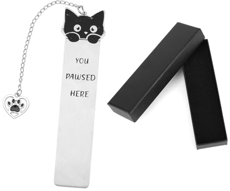 Marque-Page Chat, Mignons Marque-Pages avec Boîte Cadeau Métal Esthétique Cadeaux Amoureux Livres Accessoires Lecture pour Amoureux des Chats Littéraire Femmes Anniversaire Club Lecture