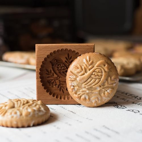 Molde de madera de haya para galletas, Molde para galletas de madera tallada, molde de galletas de maderas multipatrón, adecuado para galletas, pan de jengibre (#7)