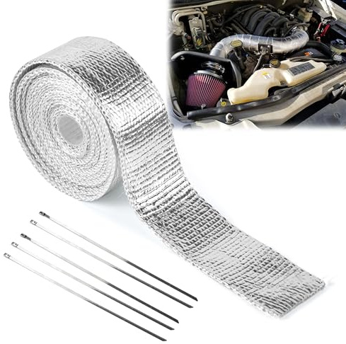xyuayamz Bande Thermique Echappement, Ruban de Protection Thermique avec 5 Attaches de Câble en Inoxydable, Ruban Echappement Utilisé pour de Collecteur d'échappement de Moto, 1 Pièces