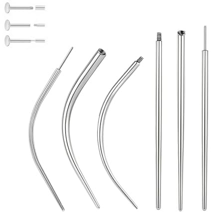 6pcs Stainless Piercing Taper Insertion Tool,16G 18G Stainless Steel Flat Back Earring Labret Cartilage Piercing Threader Insertion Changing Tool For Nose Ear Lip Eyebrow