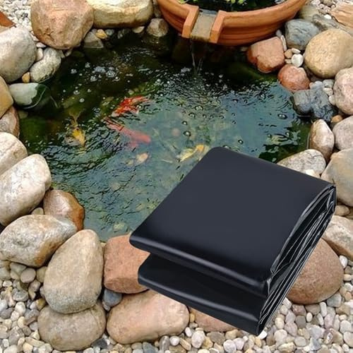 WUQINC Fodera Laghetto 1200 x 1200 cm in HDPE Spessore Telo Laghetto da Giardino Pre Tagliato per Fiori, Giardinieri, Serre, Stagni, Drenaggio dell'Acqua, Nero