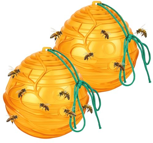 2 Piezas Trampas para Avispas Exteriores,Atrapa Avispas Exterior Efecto de 360 Grados, diámetro de 11 x 13 cm,Wasp Trap para Jardín, Balcón y Camping, Sin Productos Químicos