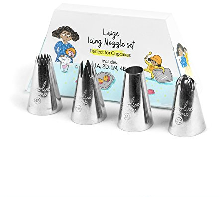 2D 1M 4B 1A Large Stainless Steel Icing Piping Nozzle Tip Set for Baking and Cake Cupcake Decorating