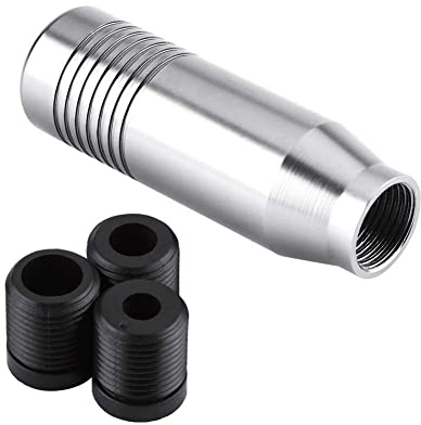 Minyinla Pomo de palanca de cambios, universal manual de pomo de palanca de cambios con 3 adaptadores para coche manual con caja de cambios manual (plata)