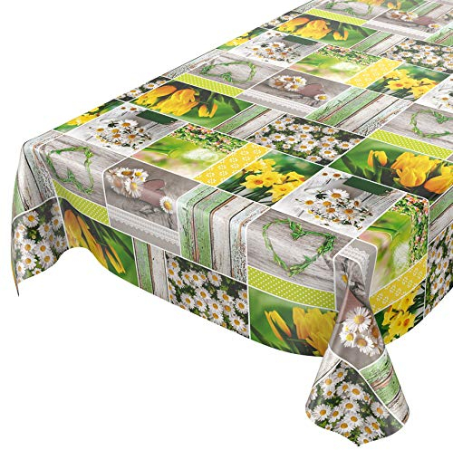 ANRO Tischdecke Wachstuch abwaschbar Wachstuchtischdecke Wachstischdecke Frühlingsmotiv Blumen Photoprint 180x140cm