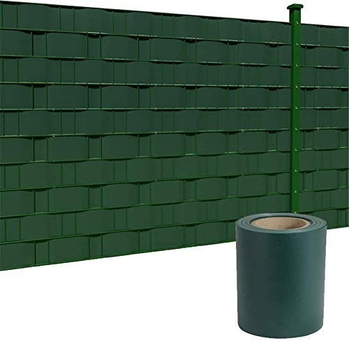 LZQ Strisce frangivista in PVC, extra spesse, opache, a doppia asta, con 30 clip di fissaggio per recinzione da giardino, balcone (65 m x 19 cm, verde)