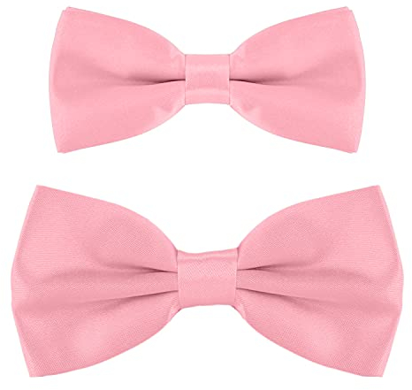 DonDon Vater-Sohn Fliegen Set im Partnerlook, bereits gebunden und verstellbar - Rosa