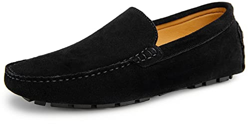 Go Tour Mens Handmade Suede Leather Casual Loafers Shoes Black 11/46