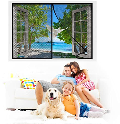 Rideau Fenêtre 115 x 95 cm Anti Moustiquaire Porte AimantéE Moustiquaire sur Mesure de Porte Anti Insecte Mouche Moustique pour Enfants et Animaux de Compagnie【Noir】