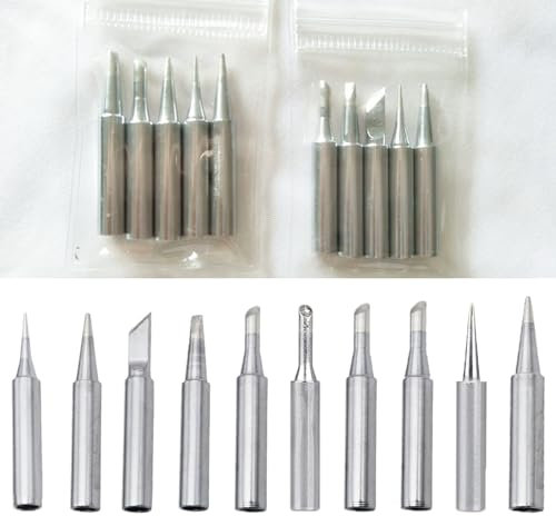 lurora2021 10 Pièces Panne Fer À Souder Panne À Souder Soudage Remplacement Fer À Souder 900m Remplacement Pointes de Fer À Souder Kit pour Station de Soudure, Soudure, Brasage, Etc. (Argent)