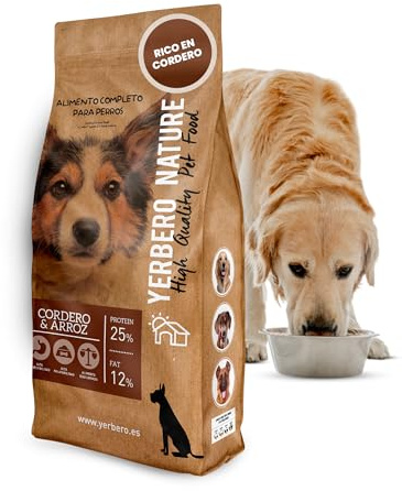 Yerbero Nature Cordero y Arroz, Comida para Perros con Cordero y Arroz,Pienso para Perros Medianos y Grandes, Comida Premium de Alta Digestibilidad Rica en Cordero, 10 Kilos